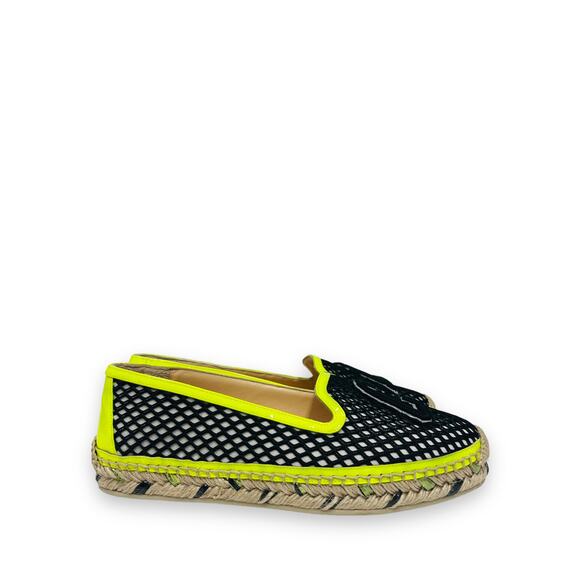 CHRISTIAN LOUBOUTIN Black White Neon Yellow Ivy Espapop Flats Espadrilles 36 - Picture 7 of 9